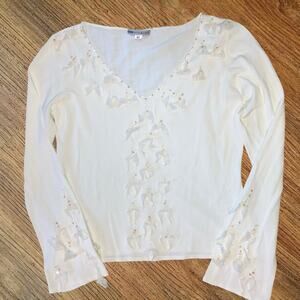 White top with mesh ruffles and sequins, bohemian Y2K boho chic fairycore nymph